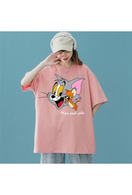 Tom and Jerry 2 Unisex Mens/Womens Short Sleeve T-shirts Fashion Printed Tops Cosplay Costume