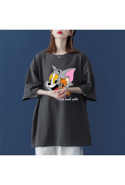 Tom and Jerry 4 Unisex Mens/Womens Short Sleeve T-shirts Fashion Printed Tops Cosplay Costume