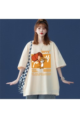 Cute Jerry beige Unisex Mens/Womens Short Sleeve T-shirts Fashion Printed Tops Cosplay Costume