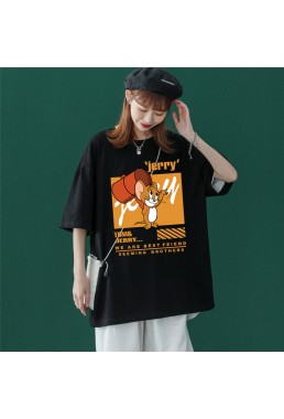 Cute Jerry black Unisex Mens/Womens Short Sleeve T-shirts Fashion Printed Tops Cosplay Costume