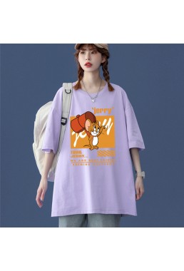 Cute Jerry purple Unisex Mens/Womens Short Sleeve T-shirts Fashion Printed Tops Cosplay Costume