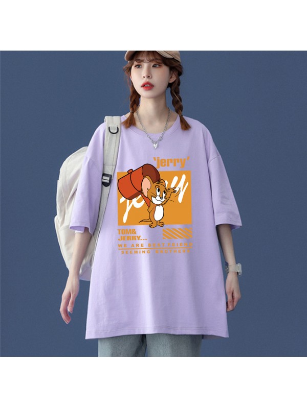 Cute Jerry purple Unisex Mens/Womens Short Sleeve T-shirts Fashion Printed Tops Cosplay Costume