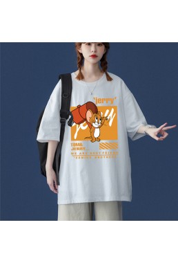 Cute Jerry white Unisex Mens/Womens Short Sleeve T-shirts Fashion Printed Tops Cosplay Costume