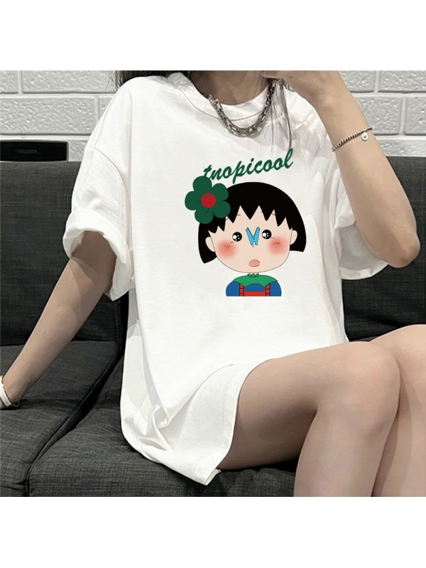 Chibi Maruko chan 1 Unisex Mens/Womens Short Sleeve T-shirts Fashion Printed Tops Cosplay Costume