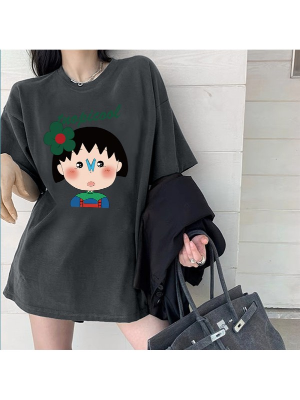 Chibi Maruko chan 2 Unisex Mens/Womens Short Sleeve T-shirts Fashion Printed Tops Cosplay Costume