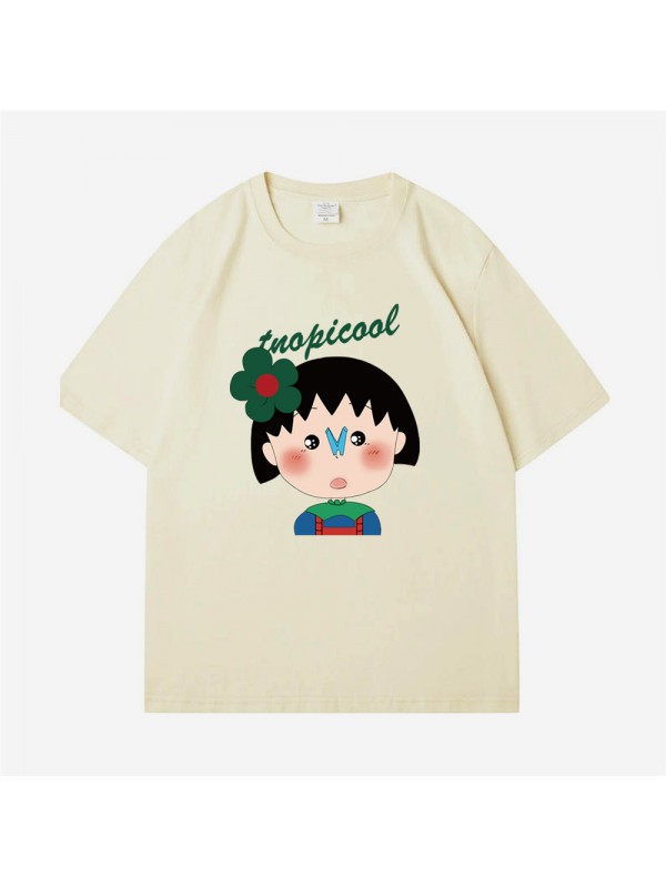 Chibi Maruko chan 4 Unisex Mens/Womens Short Sleeve T-shirts Fashion Printed Tops Cosplay Costume