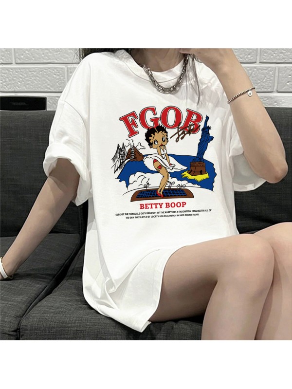 Betty Boop 1 Unisex Mens/Womens Short Sleeve T-shirts Fashion Printed Tops Cosplay Costume