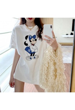 Mickey Mouse WHITE Unisex Mens/Womens Short Sleeve T-shirts Fashion Printed Tops Cosplay Costume