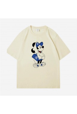 Mickey Mouse beige Unisex Mens/Womens Short Sleeve T-shirts Fashion Printed Tops Cosplay Costume