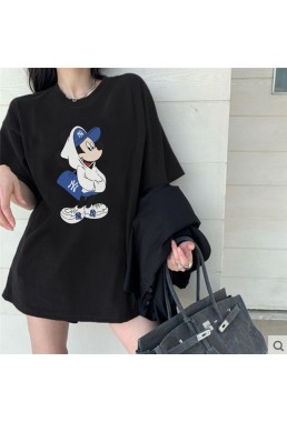 Mickey Mouse black Unisex Mens/Womens Short Sleeve T-shirts Fashion Printed Tops Cosplay Costume