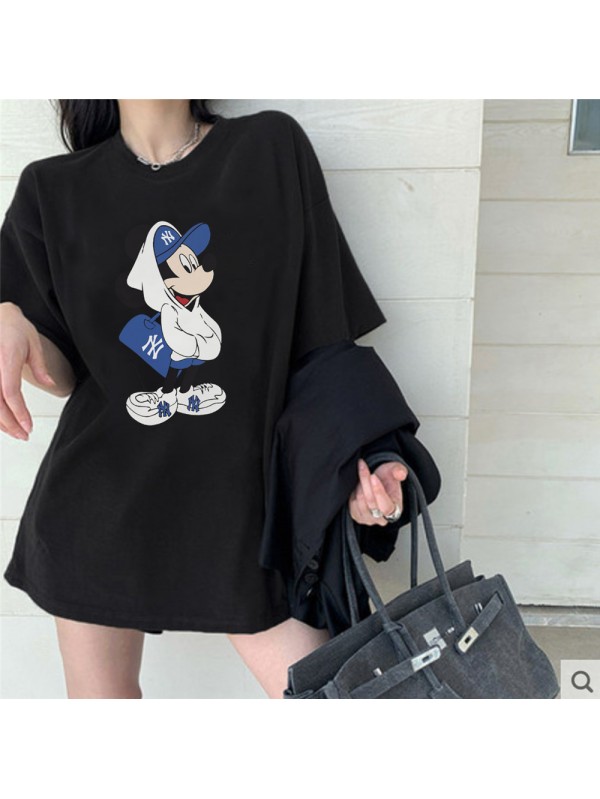 Mickey Mouse black Unisex Mens/Womens Short Sleeve T-shirts Fashion Printed Tops Cosplay Costume