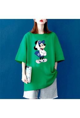 Mickey Mouse green Unisex Mens/Womens Short Sleeve T-shirts Fashion Printed Tops Cosplay Costume