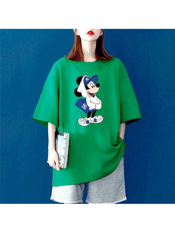 Mickey Mouse green Unisex Mens/Womens Short Sleeve T-shirts Fashion Printed Tops Cosplay Costume