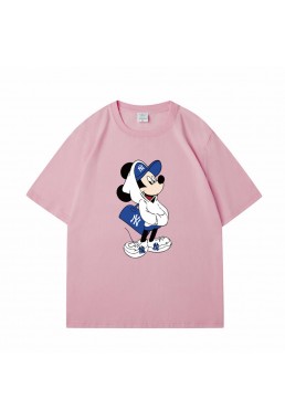 Mickey Mouse pink Unisex Mens/Womens Short Sleeve T-shirts Fashion Printed Tops Cosplay Costume