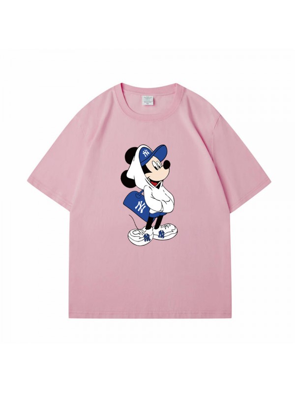 Mickey Mouse pink Unisex Mens/Womens Short Sleeve T-shirts Fashion Printed Tops Cosplay Costume
