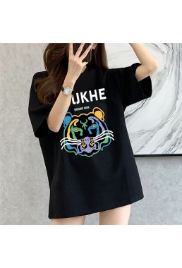 Tigger black Unisex Mens/Womens Short Sleeve T-shirts Fashion Printed Tops Cosplay Costume