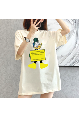 Donald Duck BEIGE Unisex Mens/Womens Short Sleeve T-shirts Fashion Printed Tops Cosplay Costume
