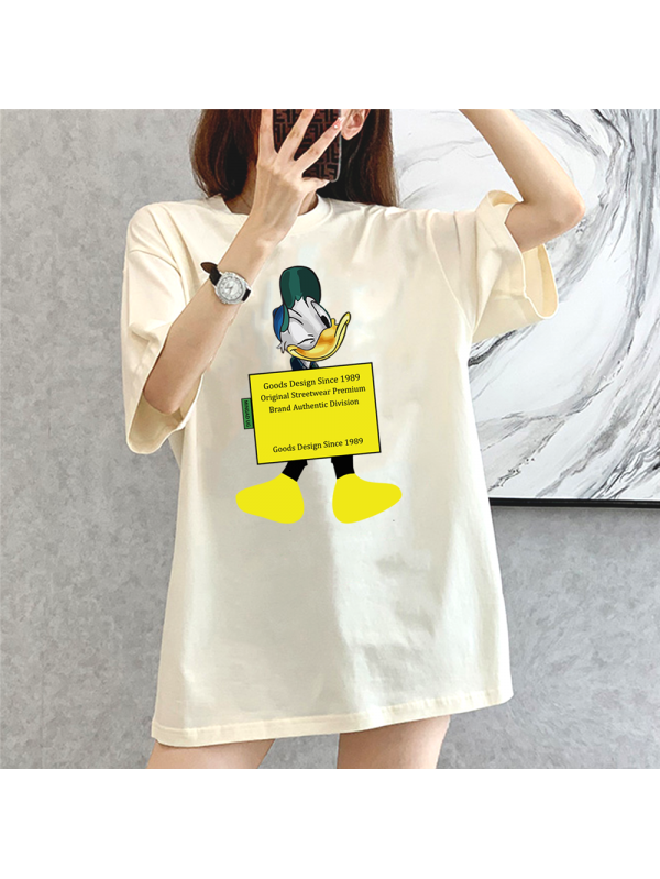 Donald Duck BEIGE Unisex Mens/Womens Short Sleeve T-shirts Fashion Printed Tops Cosplay Costume