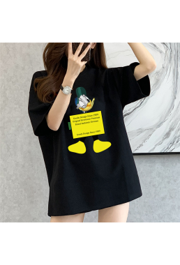 Donald Duck BLACK Unisex Mens/Womens Short Sleeve T-shirts Fashion Printed Tops Cosplay Costume