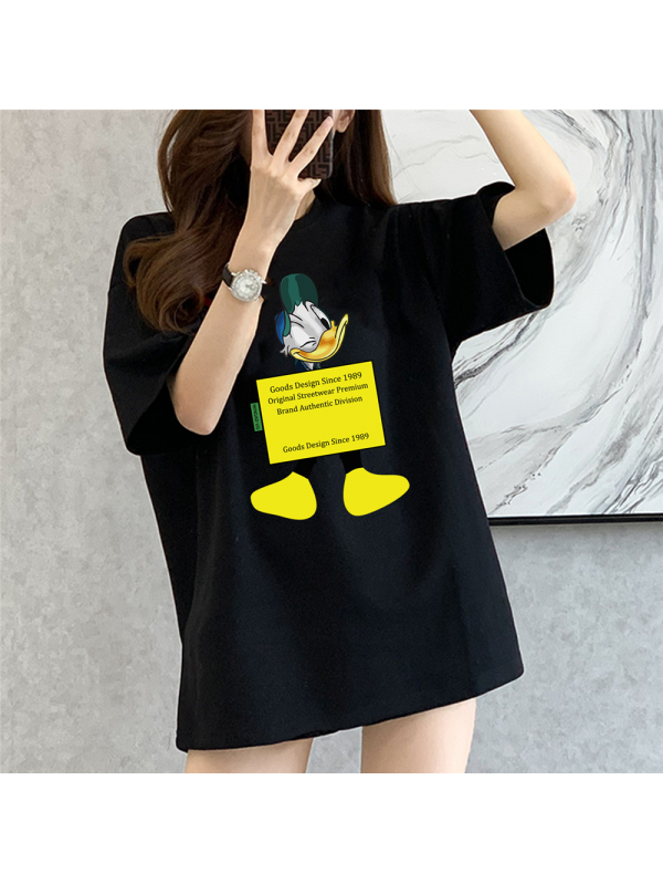 Donald Duck BLACK Unisex Mens/Womens Short Sleeve T-shirts Fashion Printed Tops Cosplay Costume
