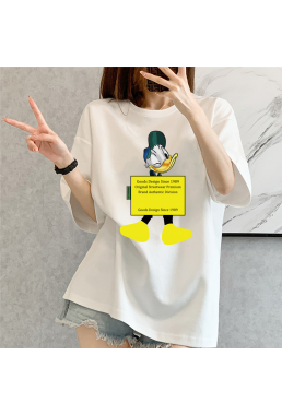 Donald Duck WHITE Unisex Mens/Womens Short Sleeve T-shirts Fashion Printed Tops Cosplay Costume