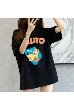 Pluto black Unisex Mens/Womens Short Sleeve T-shirts Fashion Printed Tops Cosplay Costume