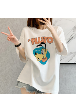 Pluto white Unisex Mens/Womens Short Sleeve T-shirts Fashion Printed Tops Cosplay Costume