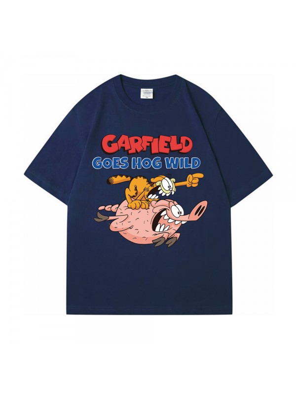 Garfield blue Unisex Mens/Womens Short Sleeve T-shirts Fashion Printed Tops Cosplay Costume