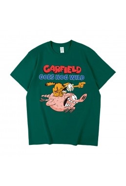 Garfield green Unisex Mens/Womens Short Sleeve T-shirts Fashion Printed Tops Cosplay Costume