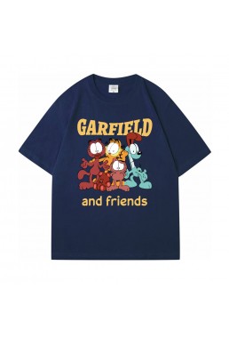 Garfield blue Unisex Mens/Womens Short Sleeve T-shirts Fashion Printed Tops Cosplay Costume