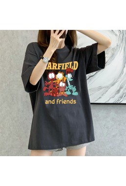 Garfield grey Unisex Mens/Womens Short Sleeve T-shirts Fashion Printed Tops Cosplay Costume