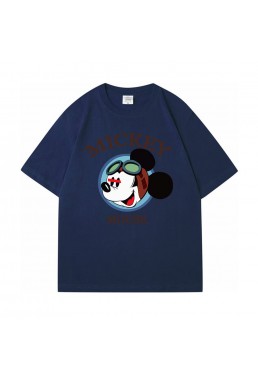 Mickey Mouse blue Unisex Mens/Womens Short Sleeve T-shirts Fashion Printed Tops Cosplay Costume