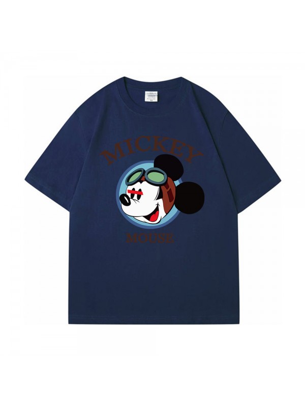 Mickey Mouse blue Unisex Mens/Womens Short Sleeve T-shirts Fashion Printed Tops Cosplay Costume