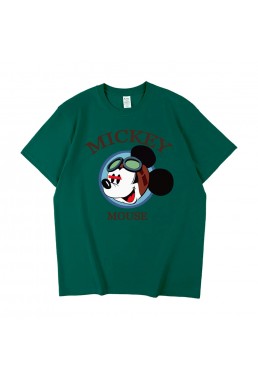 Mickey Mouse green Unisex Mens/Womens Short Sleeve T-shirts Fashion Printed Tops Cosplay Costume