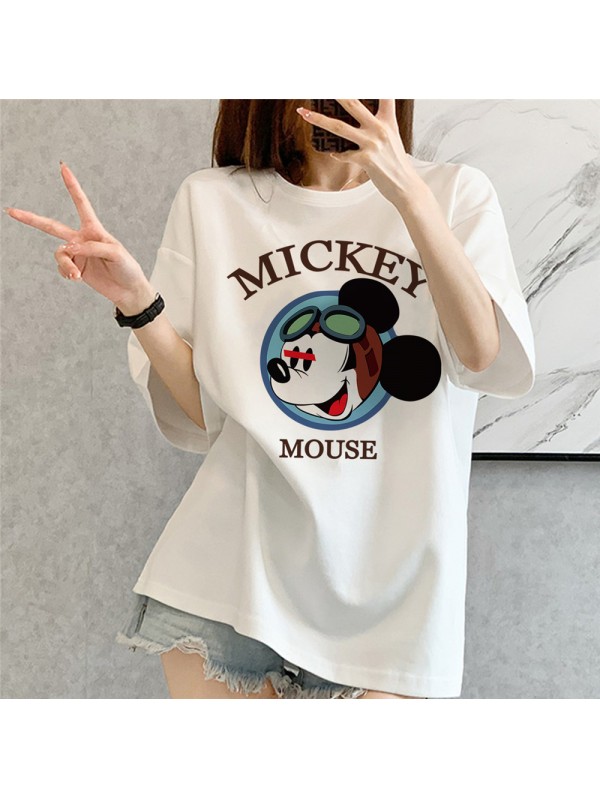 Mickey Mouse white Unisex Mens/Womens Short Sleeve T-shirts Fashion Printed Tops Cosplay Costume