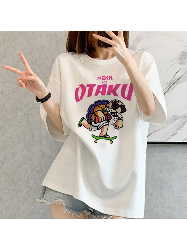 OTAKU WHITE Unisex Mens/Womens Short Sleeve T-shirts Fashion Printed Tops Cosplay Costume