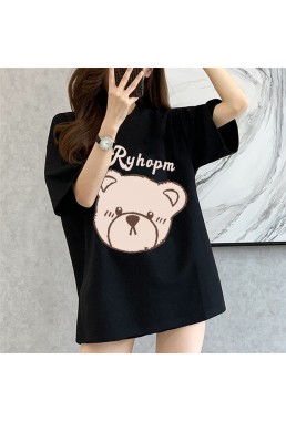 Ryhapm Bear black Unisex Mens/Womens Short Sleeve T-shirts Fashion Printed Tops Cosplay Costume