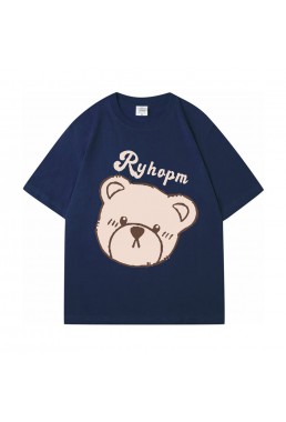 Ryhapm Bear blue Unisex Mens/Womens Short Sleeve T-shirts Fashion Printed Tops Cosplay Costume
