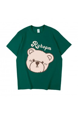 Ryhapm Bear green Unisex Mens/Womens Short Sleeve T-shirts Fashion Printed Tops Cosplay Costume