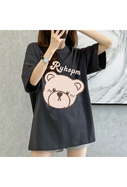 Ryhapm Bear grey Unisex Mens/Womens Short Sleeve T-shirts Fashion Printed Tops Cosplay Costume
