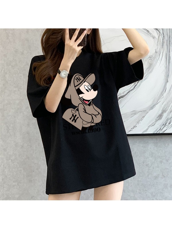 Mickey Mouse NY black Unisex Mens/Womens Short Sleeve T-shirts Fashion Printed Tops Cosplay Costume