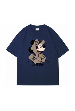 Mickey Mouse NY blue Unisex Mens/Womens Short Sleeve T-shirts Fashion Printed Tops Cosplay Costume