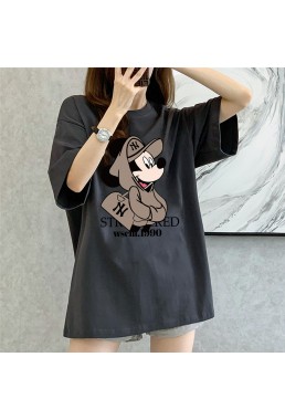 Mickey Mouse NY grey Unisex Mens/Womens Short Sleeve T-shirts Fashion Printed Tops Cosplay Costume