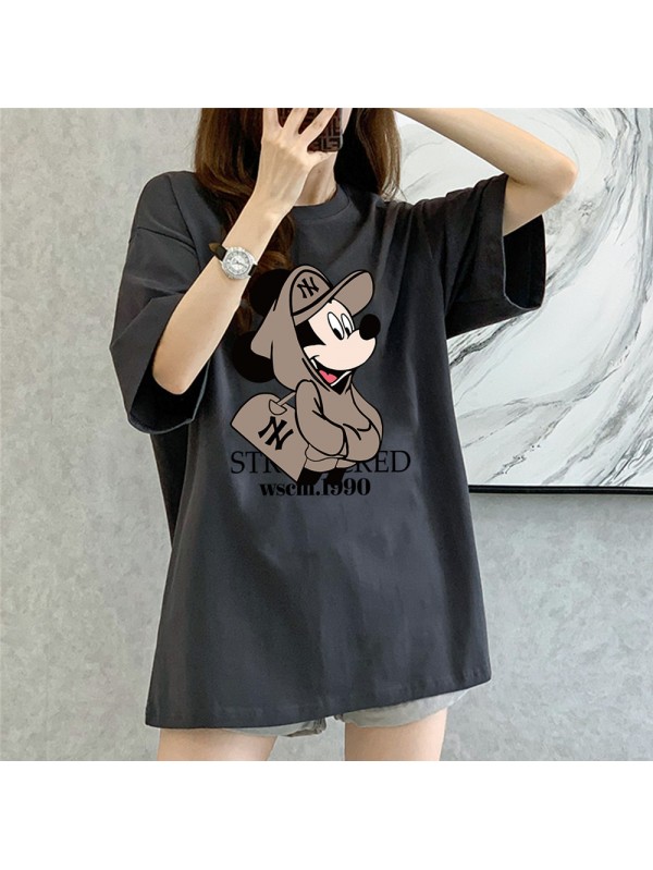 Mickey Mouse NY grey Unisex Mens/Womens Short Sleeve T-shirts Fashion Printed Tops Cosplay Costume