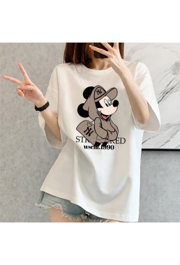 Mickey Mouse NY white Unisex Mens/Womens Short Sleeve T-shirts Fashion Printed Tops Cosplay Costume