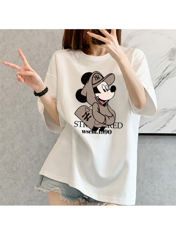 Mickey Mouse NY white Unisex Mens/Womens Short Sleeve T-shirts Fashion Printed Tops Cosplay Costume