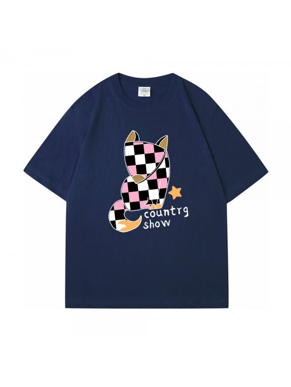 FOX blue Unisex Mens/Womens Short Sleeve T-shirts Fashion Printed Tops Cosplay Costume