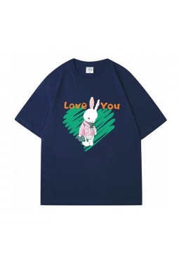 Love Rabbit blue Unisex Mens/Womens Short Sleeve T-shirts Fashion Printed Tops Cosplay Costume