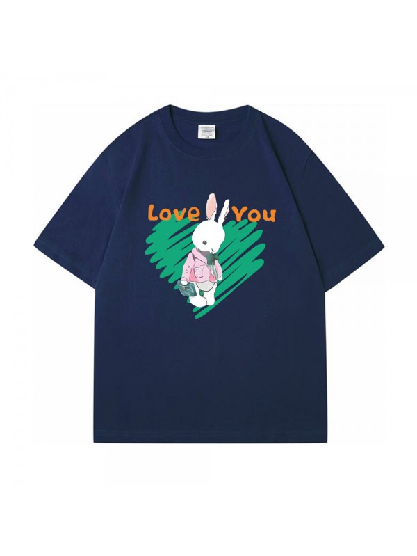 Love Rabbit blue Unisex Mens/Womens Short Sleeve T-shirts Fashion Printed Tops Cosplay Costume