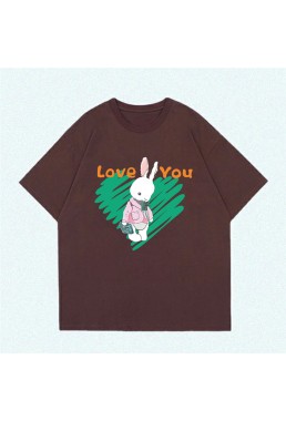 Love Rabbit coffee Unisex Mens/Womens Short Sleeve T-shirts Fashion Printed Tops Cosplay Costume